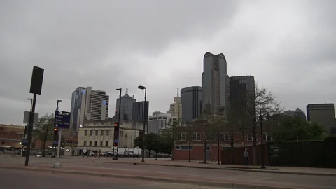 One man walking in an empty downtown Stock Footage 88286149