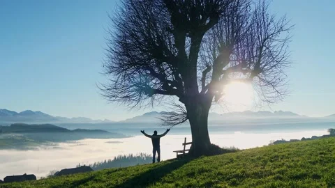 One Man Walking in Mountain Landscape Scenery Stock-Footage 168093285