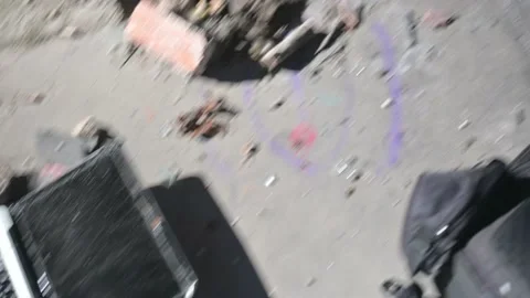 One man, war journalist with digital camera at the place of action, in war zo Video stock 166805548