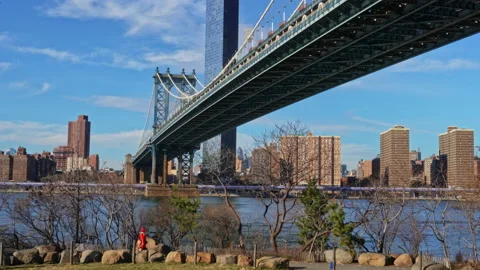 One Manhattan Square skyscraper and river Stock-Footage 234088404