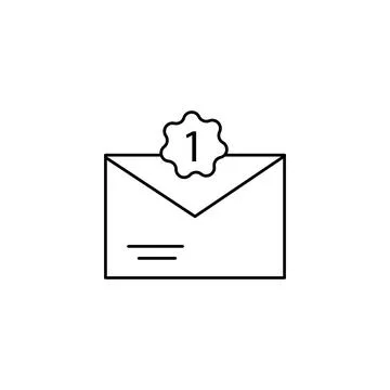 One message, email icon. Simple line, outline vector of information transfer  Stock Illustration