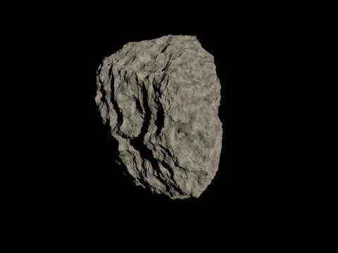 One meteorite isolated on black. Render. Stock Illustration