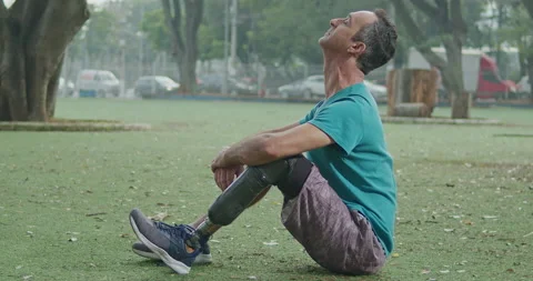 One middle aged disabled man with prosth... | Stock Video | Pond5