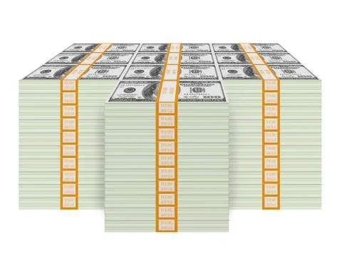 One Million Dollars Cash Bundle (isolated on white background) 库存插图