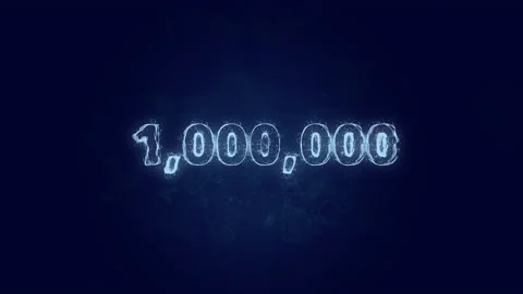 One million number text. Plexus with text one million number. Plexus. 4K video Stock Footage 171627404