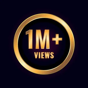 One Million Plus Views Celebration Badge Label Vector Stock Illustration
