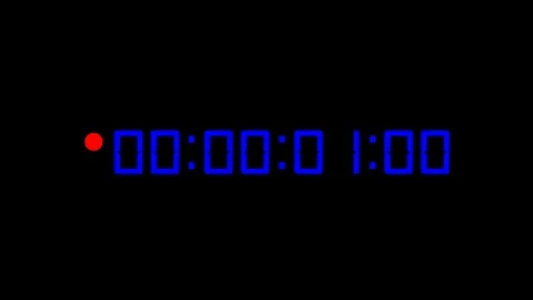 One minute blue timecode countdown 25 fps on black background Stock Footage 121843468