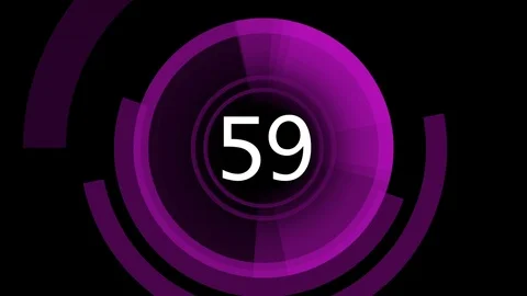 One minute clock countdown white letters on purple Stock Footage 70704821