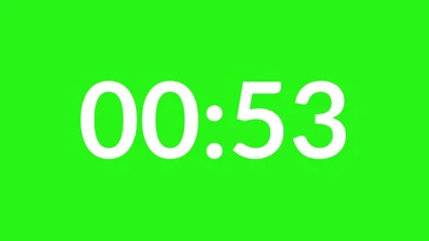 One minute countdown timer animation on green screen background in 4K Stock Footage 320249462