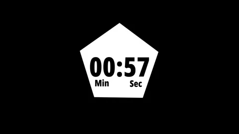 One minute countdown timer animation from 60 to 0 on a transparent backgrou.. Stock Footage 340179402
