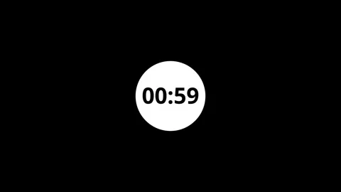 One minute countdown timer animation from 60 to 0 on a transparent backgrou.. Stock Footage 341504972