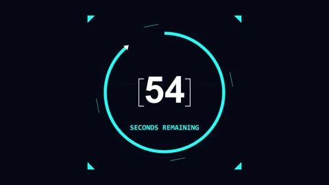 One minute counter with digital HUD countdown timer display and circular Stock Footage 345575913