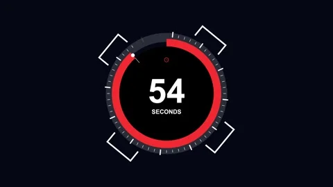 One minute counter with red circular progress bar and digital HUD interface Stock Footage 345575945