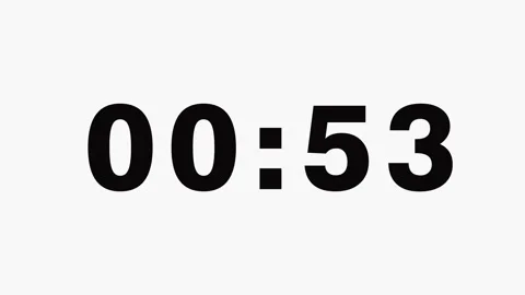 One Minute Digital Countdown Clock 60 Seconds Minimalist Timer Animation Stock Footage 336249948