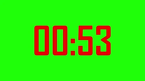 One minute digital countdown timer with large red numbers against bright gr.. Stock Footage 329145158