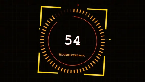 One Minute Digital Countdown Timer With Neon Glow Effect Stock Footage 345203876