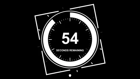 One Minute Digital Countdown Timer on Black Background Stock Footage 345204361