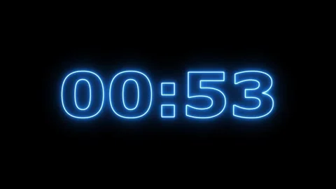 One minute digital neon countdown timer animation. Video stock 333080852