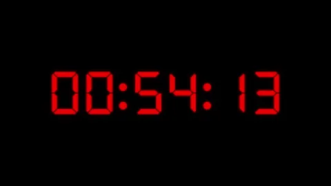 One minute digital red timer animation on black background Stock Footage 319367480