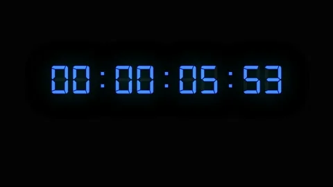 One Minute of Glowing Led 60 FPS Timecode Readout With Blue Digits on Black Stock Footage 160337627