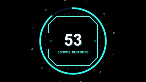 One minute neon digital countdown timer on black background 動画素材 345203568