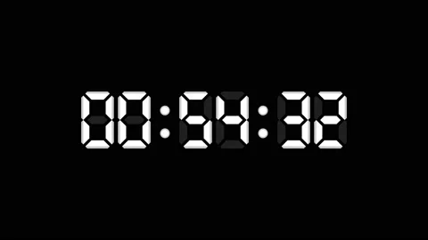 One Minute Reverse Countdown With White Digits Isolated on Black for Screen Mode Video stock 187609306