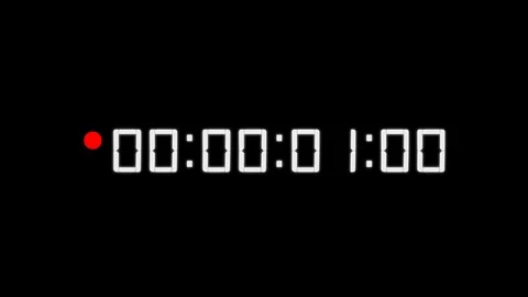 One minute white timecode countdown 25 fps on black background Video stock 121803234
