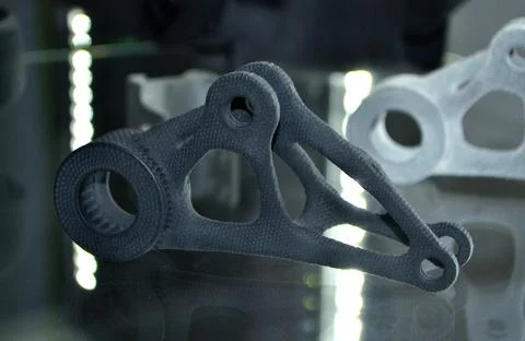 One model black printed on 3D printer. Black object printed on 3D printer Stock Photos