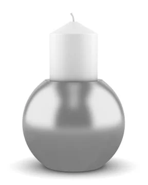 One modern round candlestick with candle isolated on white background Stock Illustration