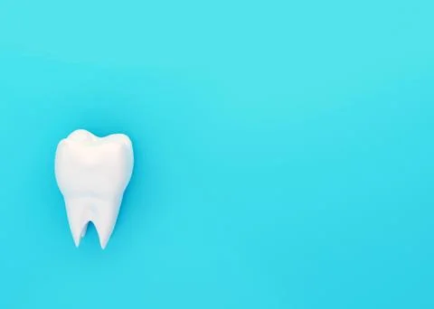 One molar tooth on blue backdrop, copy space Illustrazione stock