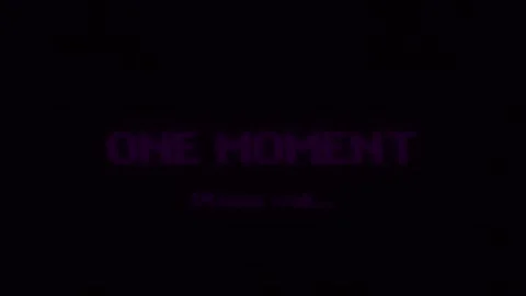 One moment please wait retro pixelated glitch text animation on dark background Stock Footage 344586338