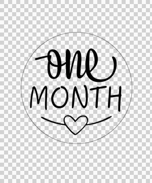 One Month Text Inside A Circle With Small and heart Stock Illustration