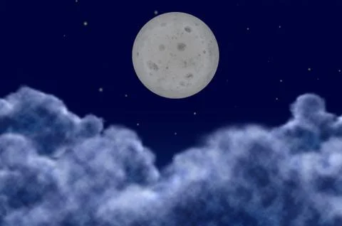 One moon planet on a sky blur foregrounds イラスト素材