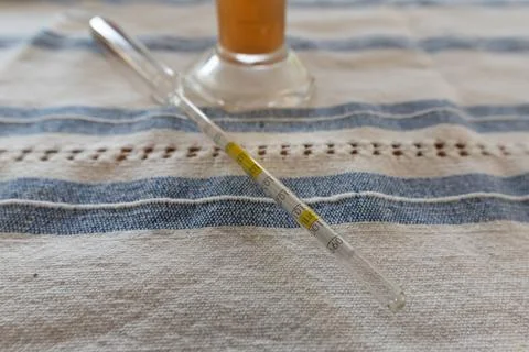 One of the most essential tools of homebrewing: Hydrometer. Stock Photos
