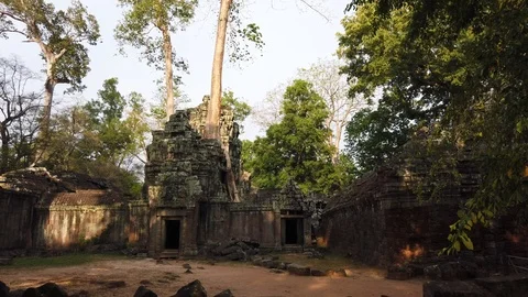 One of the most famous temples of Angkor, TA Prohm  Stock Footage 106246461
