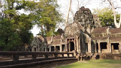 One of the most famous temples of Angkor, TA Prohm  Stock Footage 106246736