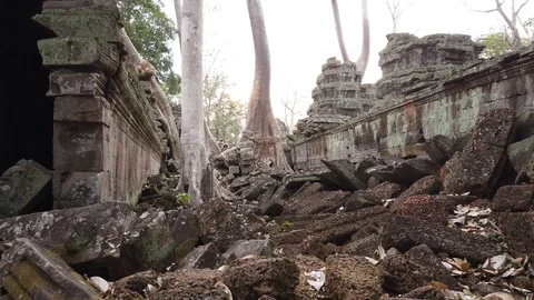 One of the most famous temples of Angkor, TA Prohm  Stock Footage 106247436