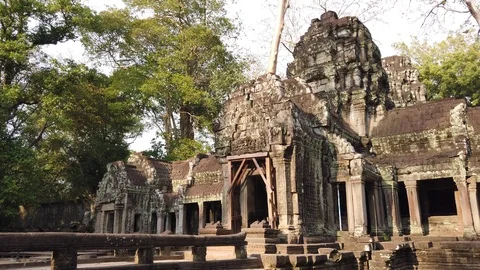 One of the most famous temples of Angkor, TA Prohm  Stock Footage 106247735
