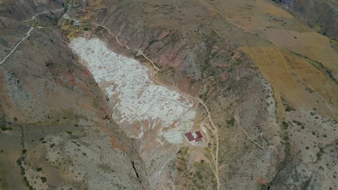 One of the most visited points in Sacred Valley. The salt mines of Maras  Stock Footage 116082915