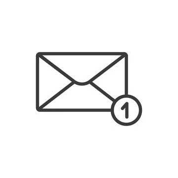 One new mail notification, icon in line design. Mail, notification, email Stock-Illustration