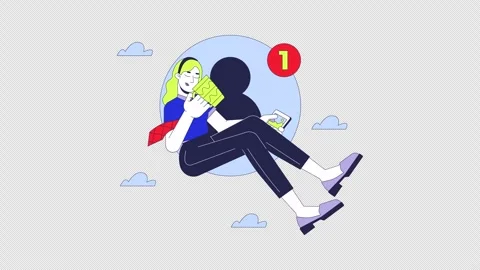 One new message notification 2D animation Stock Footage 299854884
