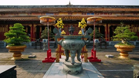 One of the nine dynastic urns in the imperial city of hue, a celebrated une.. Stock Footage 336999042