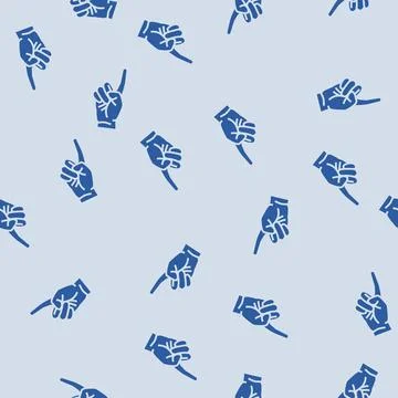 One number hand gesture glyph seamless pattern Illustrazione stock