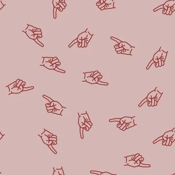One number hand gesture line seamless pattern Stock Illustration