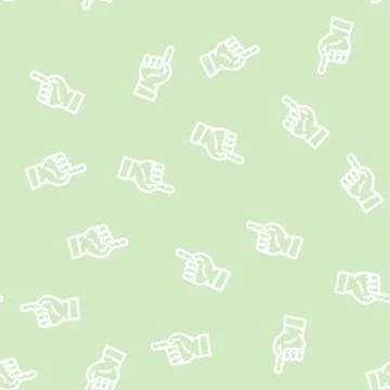 One number hand gesture line vector seamless pattern Stock Illustration