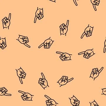 One number hand gesture vector seamless pattern Illustrazione stock