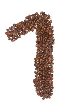One number made of cedar  nuts Stock Photos