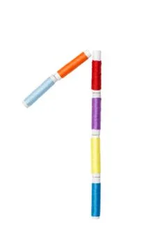 One  number made of spool sewing thread Foto stock