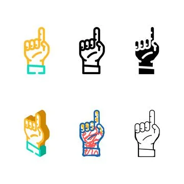 One number multistyle hand gesture color icon vector Stock Illustration