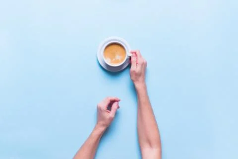 One Object Fresh Cup Coffee Color Top View 库存照片